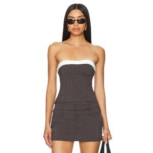 Lovers and Friends Ashley Top in Grey Pinstripe Small New Womens Strapless Corse
